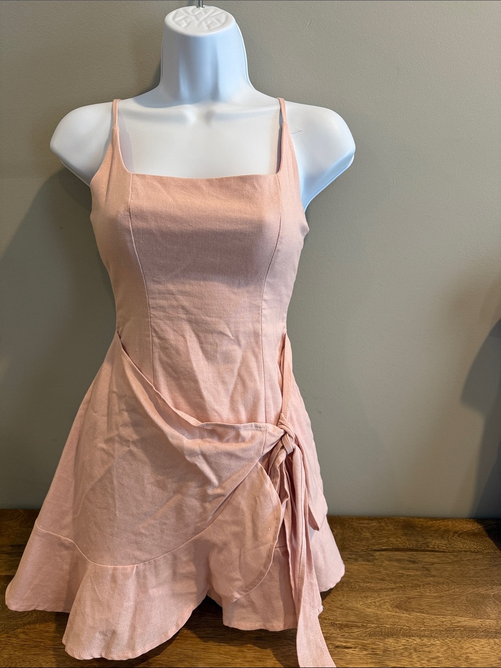 Women’s Pink Linen-Blend Tie-Waist Romper